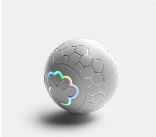 Orange electric intelligent remote control ball with a multicolor light-up paw print and hexagonal texture. - Image 12