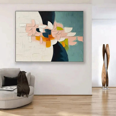Cuadro Abstracto Moderno Pintura al Óleo Hecha a Mano con Textura 3D Flores - Image 8