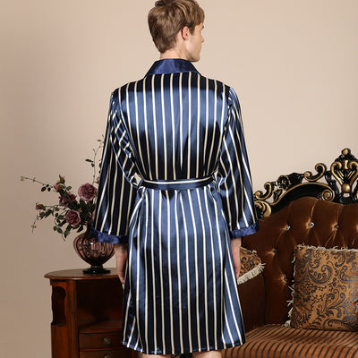 Pijama Largo de Seda Simulada para Hombre - Image 2