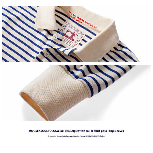 Camisa de Algodón a Rayas con Cuello Solapa para Hombre - Image 2