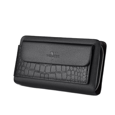 Cartera Retro para Hombre con Doble Cierre y Múltiples Compartimentos - Image 3