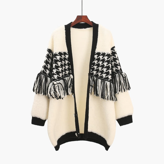Cardigan de Cuello V con Flecos