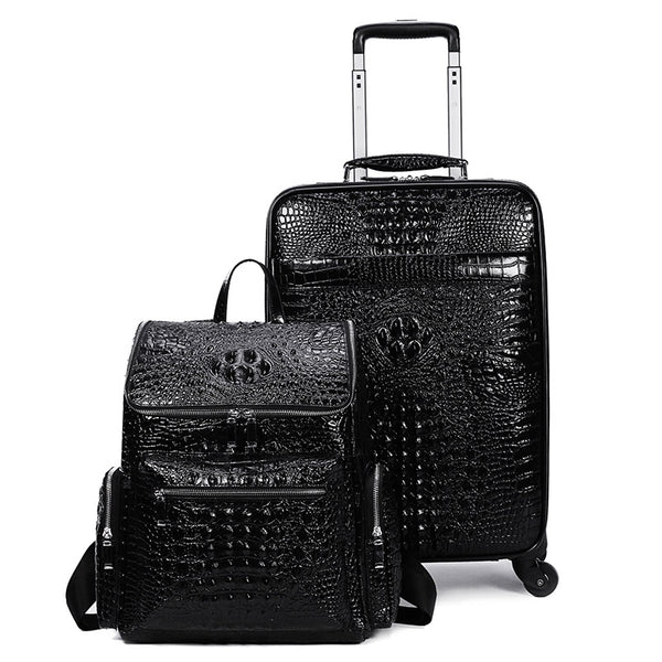 Maleta de Cuero Genuino con Patrón Cocodrilo para Hombre - Image 3
