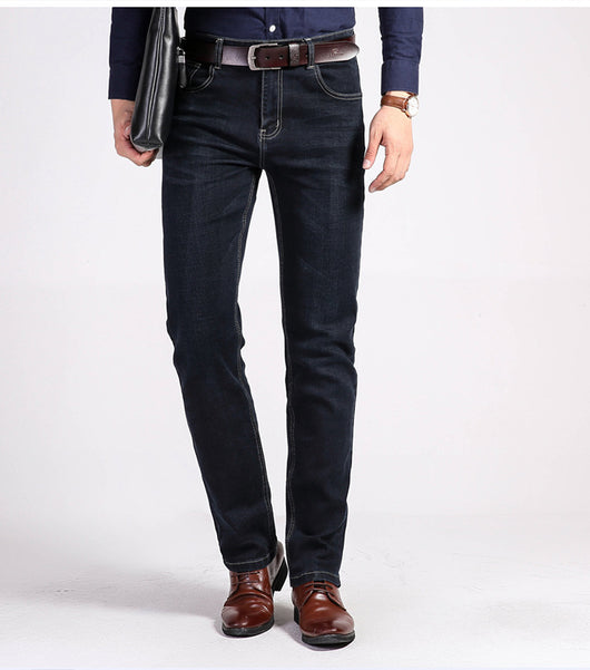 Pantalones Vaqueros Talla Grande Invierno Hombre Fleece Forrado Corte Recto - Image 11