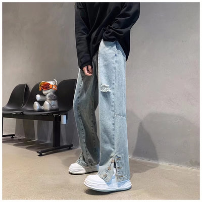 Pantalones Vaqueros Rectos con Letras Bordadas - Estilo Hip Hop Street Fashion - Image 11