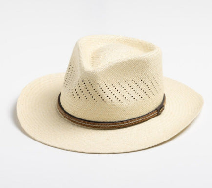 Sombrero Jazz de Paja con Cinta Rayada y Ala Plana - Image 23