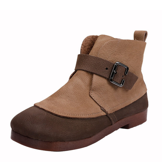 Botas de Cuero Genuino Estilo Étnico con Hebilla - Punta Redonda Planas Artesanales - Image 6