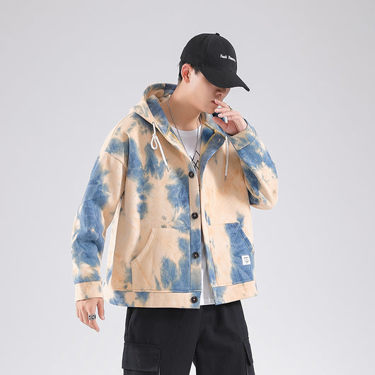 Chamarra Hoodie Tie-Dye Flores Japonesas para Hombre - Image 3