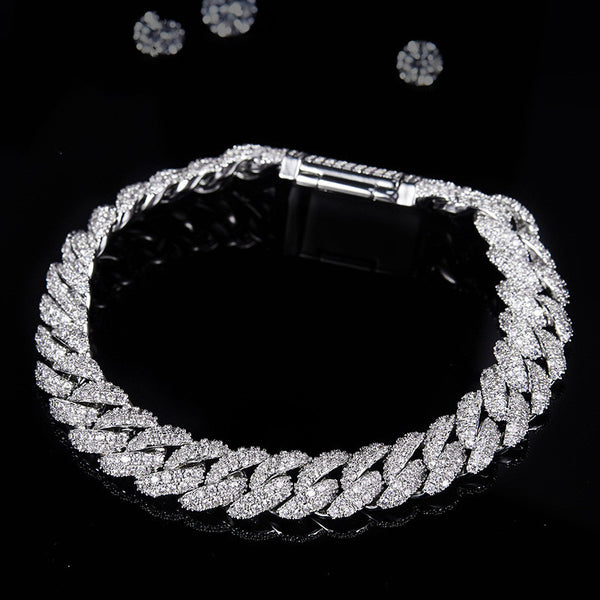 Pulsera o Collar Cubano de Plata con Diamantes Moissanita