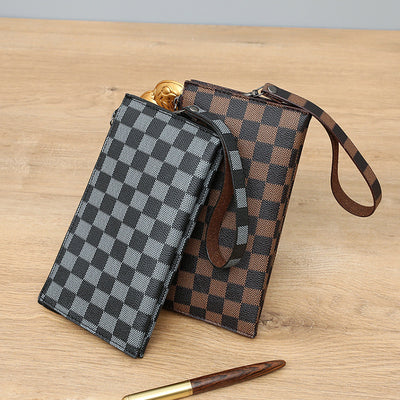 Billetera Plaid con Cierre de Cremallera para Hombre Fashion Personality - Image 9