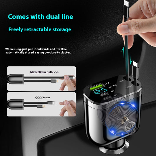 Cargador de Auto Encendedor Doble con Cable Flexible Plegable - Image 4