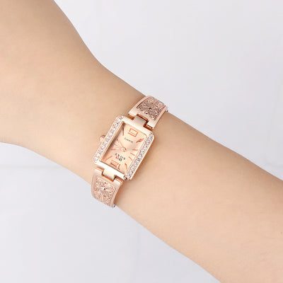 Reloj de Pulsera Cuadrado Dorado Rosa para Mujer - Diseño Elegante y Moderno - Image 4