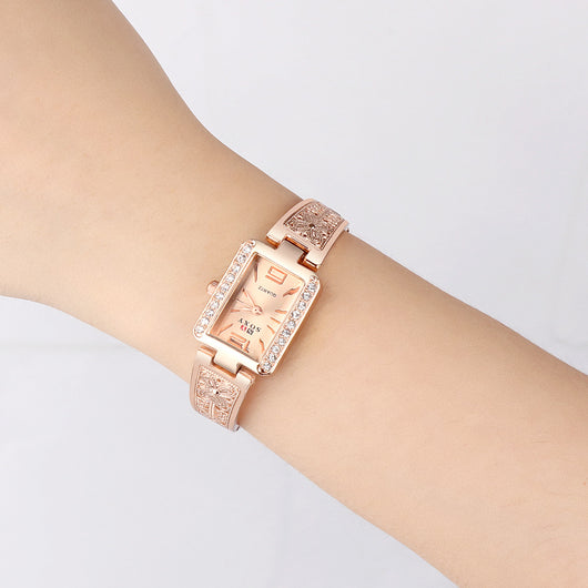 Reloj de Pulsera Cuadrado Dorado Rosa para Mujer - Diseño Elegante y Moderno - Image 4