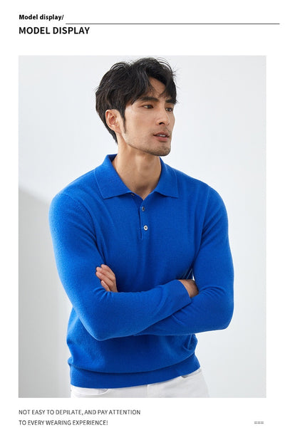 Suéter Tipo Polo de Cachemira Pura para Hombre - Image 12