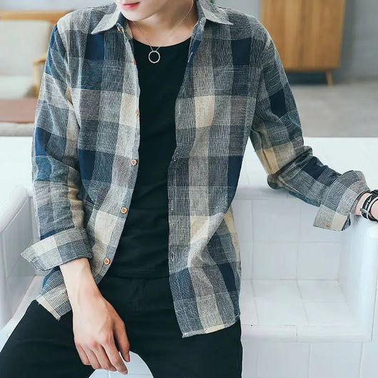 Camisa Holgada a Cuadros para Hombre - Image 5