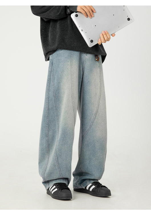 Pantalones Vaqueros Anchos Lavados para Hombre - Corte Holgado Casual - Image 8