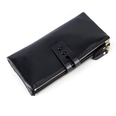 Billetera Larga de Cuero Engrasado Vintage con Clip para Dinero - Image 2