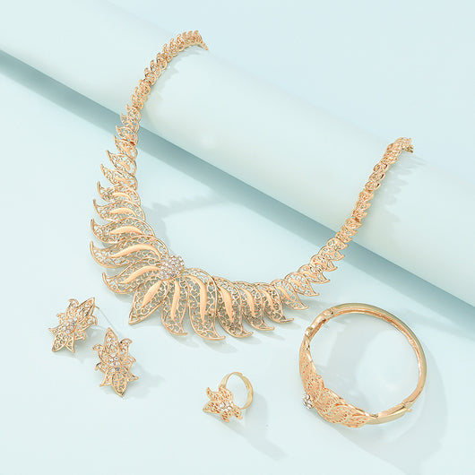 Juego de Collar y Aretes de Aleación Minimalista - Conjunto de 4 Piezas - Image 9