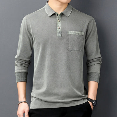 Camiseta Casual de Cuello Solapa para Hombre Maduro - Estilo Moderno - Image 7