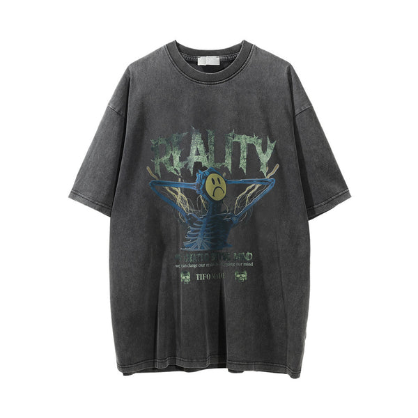Camiseta Manga Corta con Estampado Calavera para Hombre