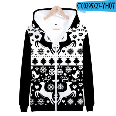 Sudadera Navideña 3D con Cierre Estampado Digital para Adultos e Infantes - Image 6