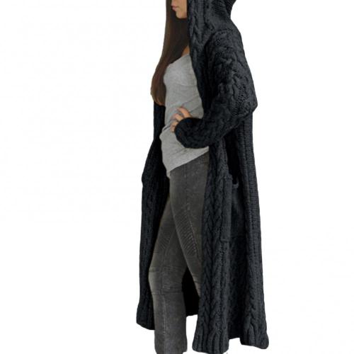 Cardigan Largo con Capucha y Trenzas Texturizadas para Mujer - Image 8