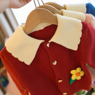 Cardigan Infantil con Cuello de Solapa y Flores - Image 11