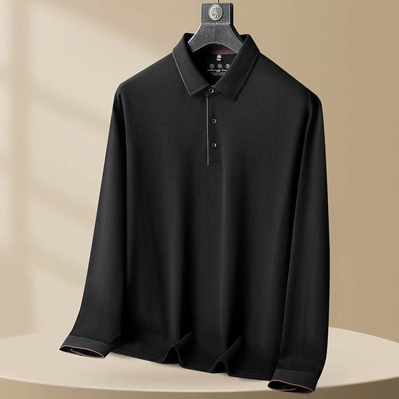 Polo Casual de Algodón Manga Larga Talla Grande para Hombre