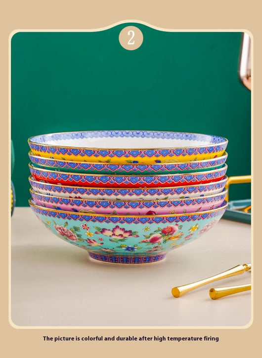 Plato de Cerámica Bambú 8 Pulgadas con Esmalte Tradicional Chino - Image 16