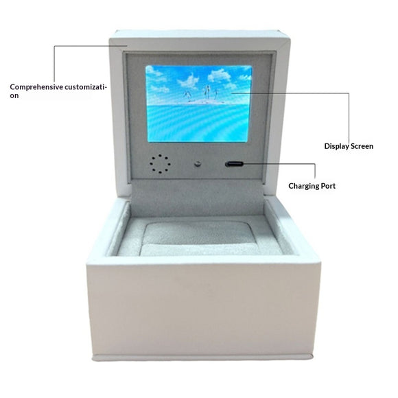 Caja de Joyería Cuadrada con Pantalla LCD de Video para Anillos