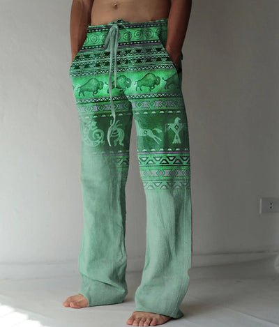 Pantalones Casuales Sueltos de Lino Estampado para Hombre - Image 20