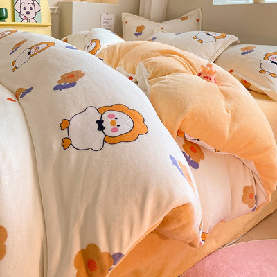 Juego de Cama Invierno Franela Coral 4 Piezas - Funda Nórdica y Sábanas Gruesas - Image 11