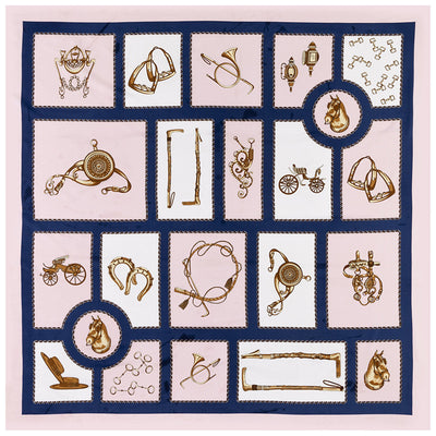 Pañuelo de Seda Twill Estampado Carruajes 130cm