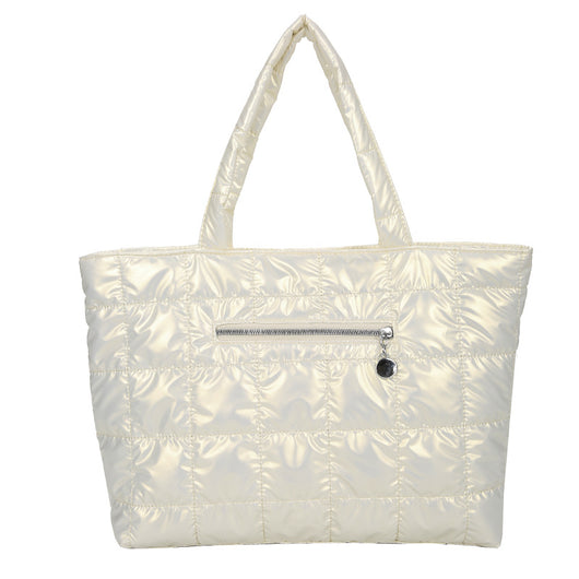 Bolsa de Hombro Cuadrada con Costura a Cuadros en Nylon - Image 6