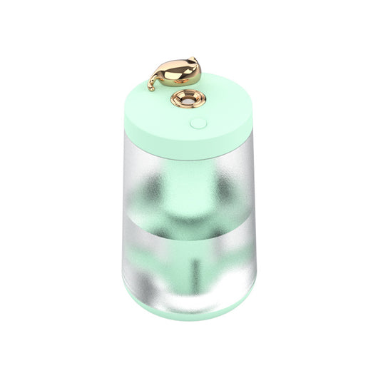 Cute cat-themed USB desktop humidifier with a pink top and base, frosted clear body, and gold cat ear accent. - Image 8
