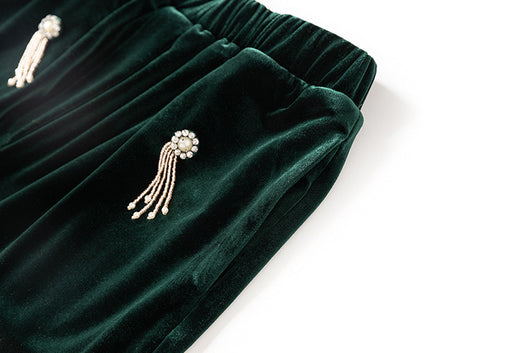 Traje de Terciopelo con Detalles de Cuentas para Mujer - Image 38