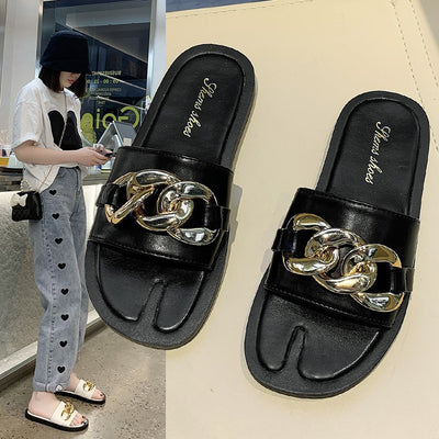 Sandalias Metalizadas con Cadena - Comodidad Desenfadada para Mujer - Image 14