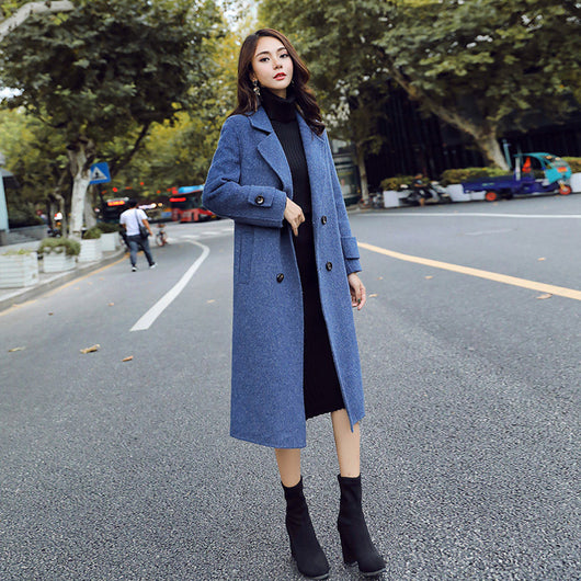 Abrigo de Lana Azul Gris para Mujer - Estilo Contemporáneo - Image 8