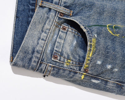 Jeans Casual Desgastados con Estampado de Gato y Efecto Tinta - Image 7