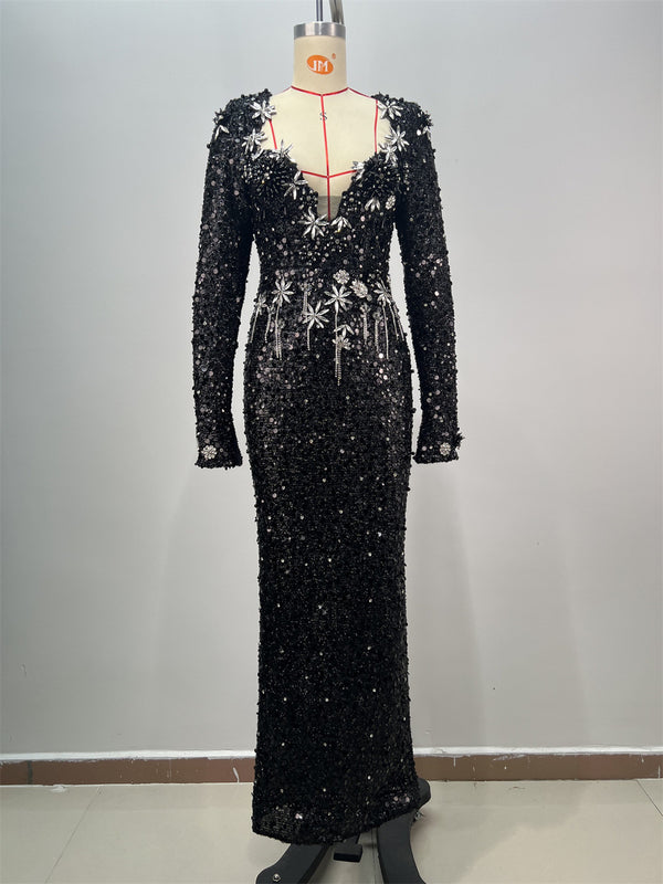 Vestido Largo de Lentejuelas Ajustado para Mujer - Image 6