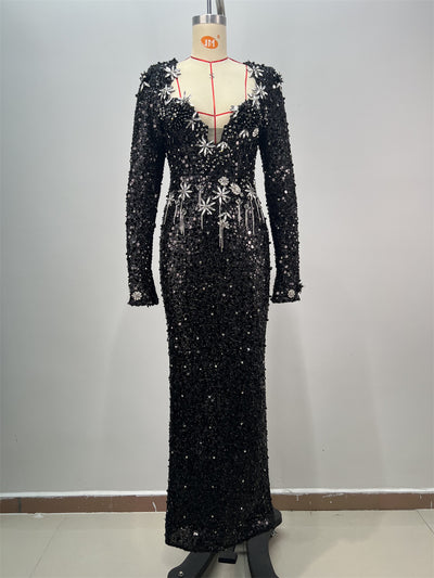 Vestido Largo de Lentejuelas Ajustado para Mujer - Image 6
