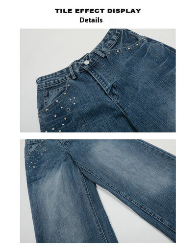 Pantalones Vaqueros Cintura Alta Baggy con Remaches - Image 9