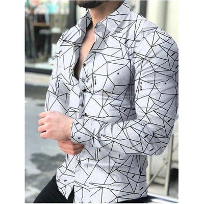 Camisa Casual Estampada de Manga Larga para Hombre - Image 8