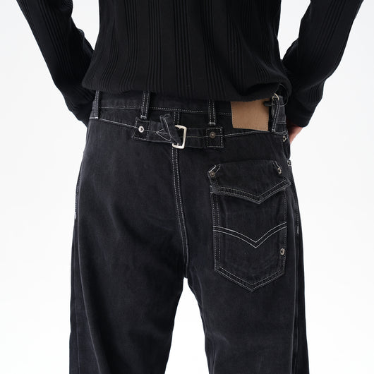 Jeans Sueltos Machete con Contraste de Color para Hombre - Image 18