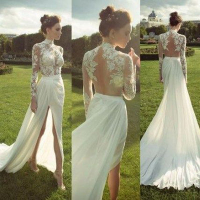 Vestido Largo Elegante de Encaje Transparente con Mangas Largas - Image 3