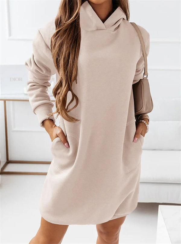 Vestido Largo Mujer con Capucha y Manga Larga - Diseño Minimalista - Image 18