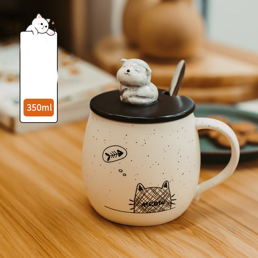 Taza de Cerámica con Tapa y Cucharilla para Café - Diseño Gato - Image 21