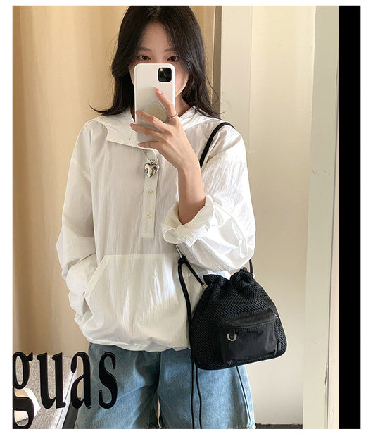 Bolsa Bucket de Malla con Cordón - Bolso Mensajero Chic para Mujeres - Image 23