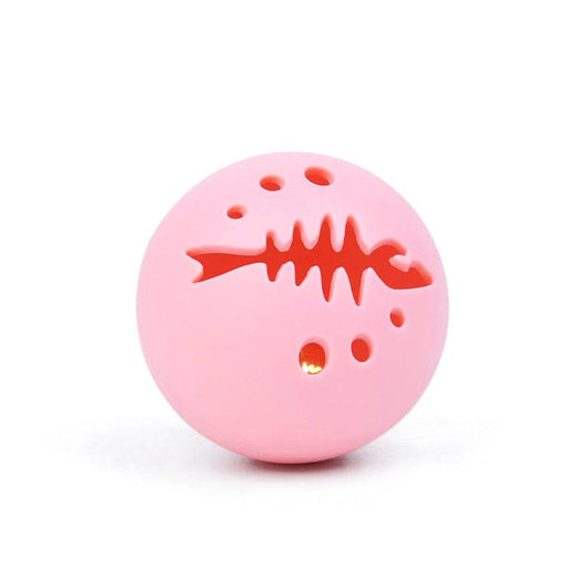 Three-pack of cat toy balls, including a pink fishbone-patterned ball, a mint ball, and a flashing ball. - Image 11