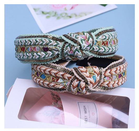 Diadema Bohemia Tejida con Nudos de Tela - Image 19